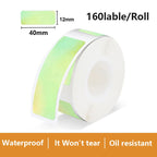 Rouleau d'étiquettes à dégradé vert et jaune tendre, étiquette témoin cotée 40 mm sur 12 mm
