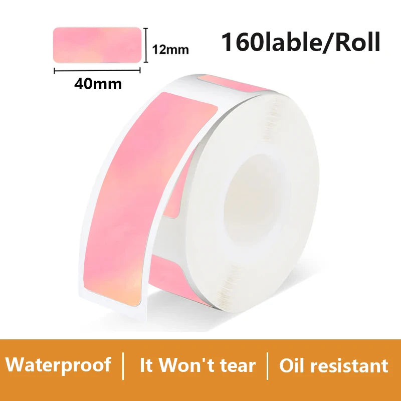 Rouleau d'étiquettes rose corail au léger dégradé, mention 160 étiquettes par rouleau