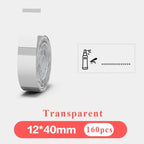 Rouleau d'étiquettes transparentes et étiquette imprimée d'un pictogramme de flacon, 12 x 40 mm