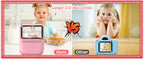 Comparatif d'écrans : fillette utilisant l'appareil rose 3 pouces face à un petit modèle bleu