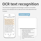 Reconnaissance de texte : écran de note sur smartphone et imprimante blanche sortant le texte converti