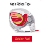 Cassette de ruban satin rouge, indiquée Gold on Red pour une impression dorée sur fond rouge
