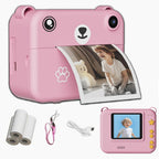Appareil ourson rose sortant le portrait d'un enfant, avec rouleaux, dragonne rose et câble USB