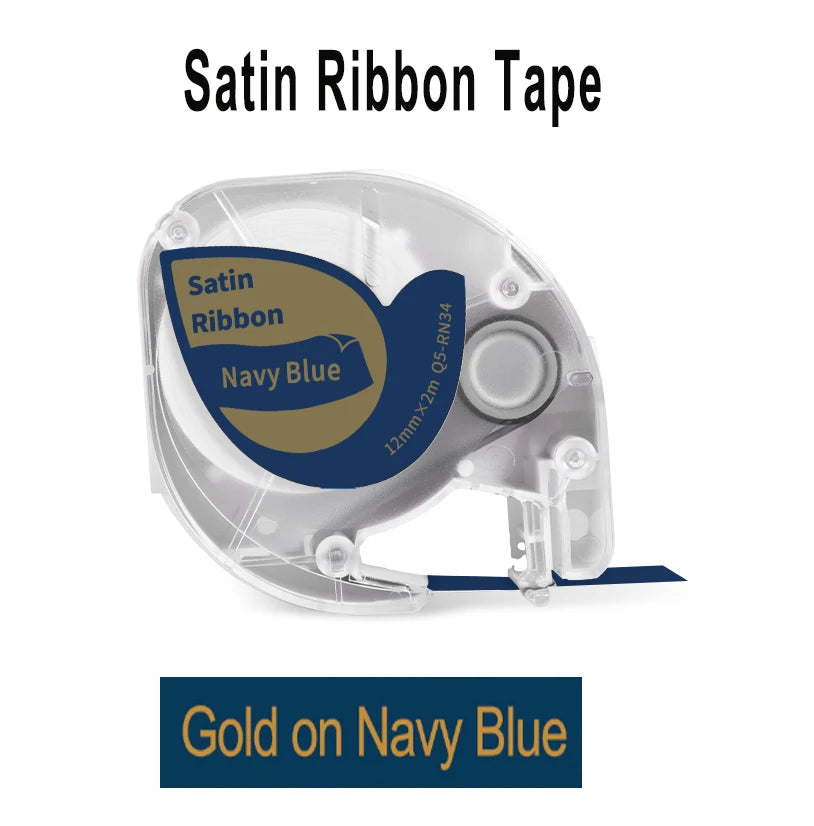 Cassette de ruban satin bleu marine, référencée Satin Ribbon Navy Blue, pour un marquage doré sur bleu