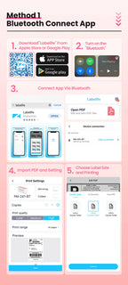 Méthode 1, connexion Bluetooth : captures de l'application mobile et QR code de téléchargement