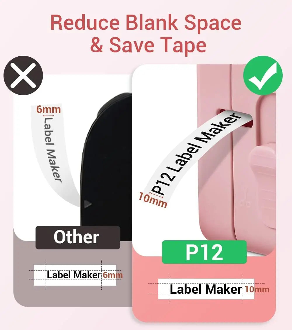 Comparatif de marges : bande concurrente de 6 mm barrée face à la bande P12 de 10 mm validée