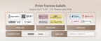 Types d'étiquettes imprimables : blanche, colorée, à motif, transparente et pour câble, largeur 12 à 15 mm