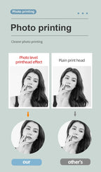 Comparatif de deux portraits imprimés opposant la tête d'impression photo à une tête d'impression ordinaire