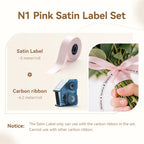 Coffret ruban satin rose de 5 m et cassette de ruban carbone, avec un bouquet noué d'un ruban personnalisé