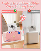 Comparatif d'impression 300 dpi : le rendu du modèle M04AS face à celui d'une autre marque, moins net
