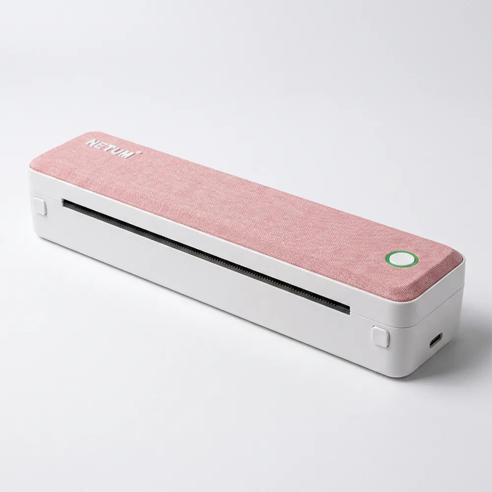 Imprimante thermique A4 design coloris rose poudré en tissu