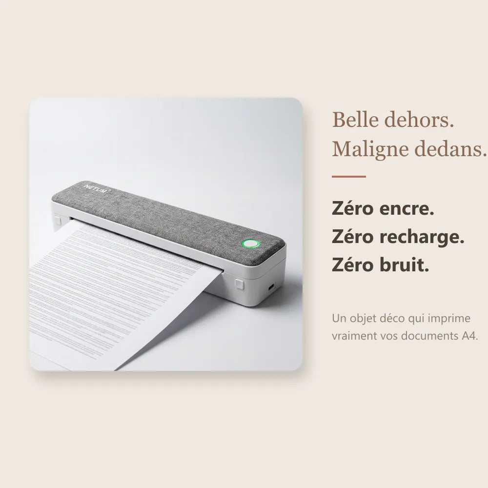 Infographie belle dehors maligne dedans zéro encre de l'imprimante A4 design