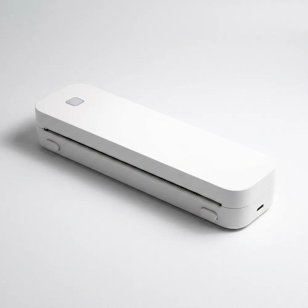 Imprimante thermique A4 documentation coloris blanc sur fond studio