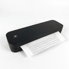 Imprimante thermique A4 noire pour documentation imprimant une page centrée