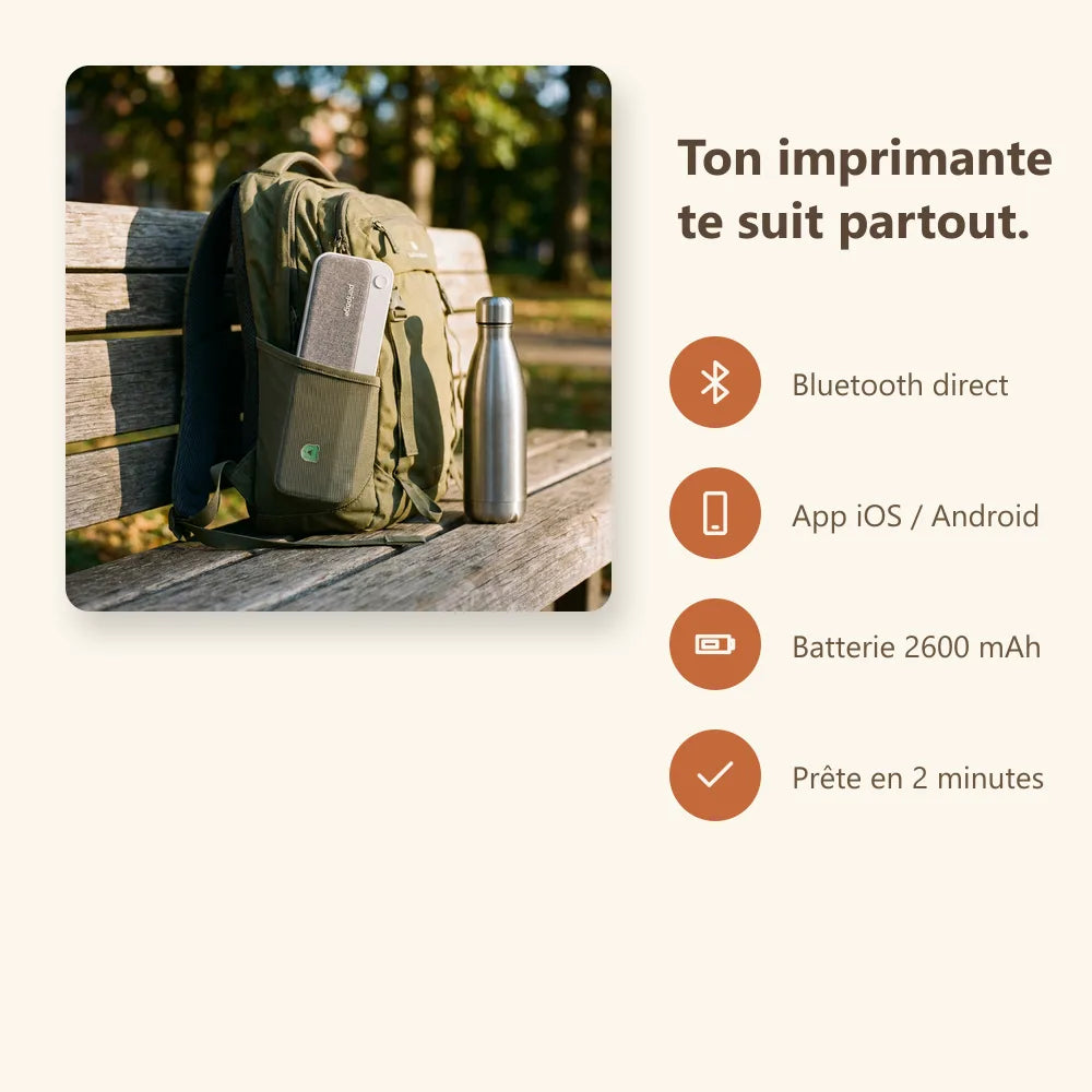 Infographie Bluetooth et application mobile de l'imprimante thermique A4 portable