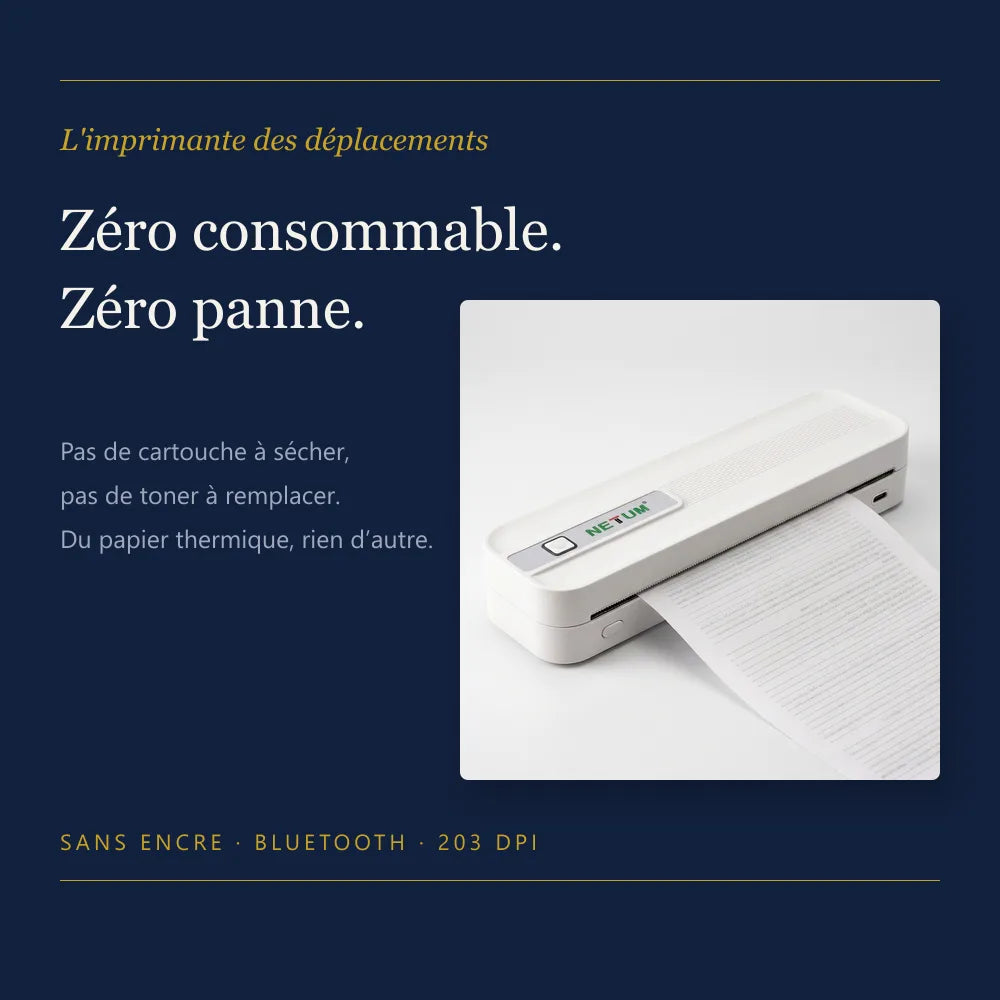 Infographie zéro consommable zéro panne de l'imprimante thermique A4